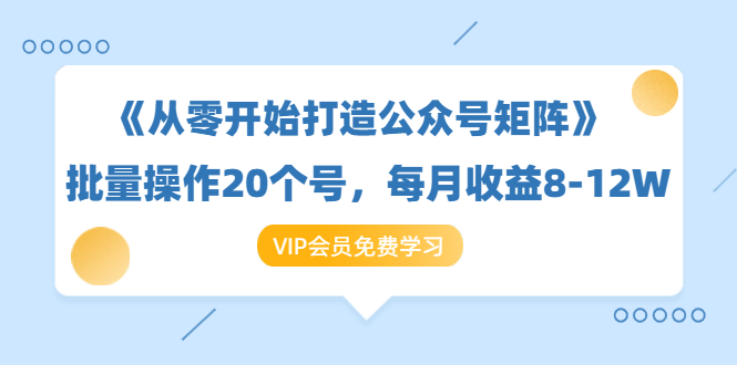 《从零开始打造公众号矩阵》批量操作20个号，每月收益大概8-12W（44节课）-优才资源站