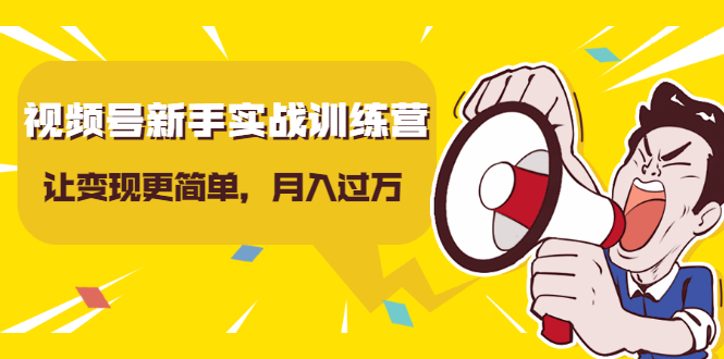 视频号新手实战训练营，让变现更简单，玩赚视频号，轻松月入过万-优才资源站