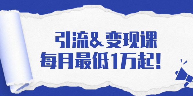 引流&变现课：分享一整套流量方法以及各个渠道收入，每月最低1万起！-优才资源站