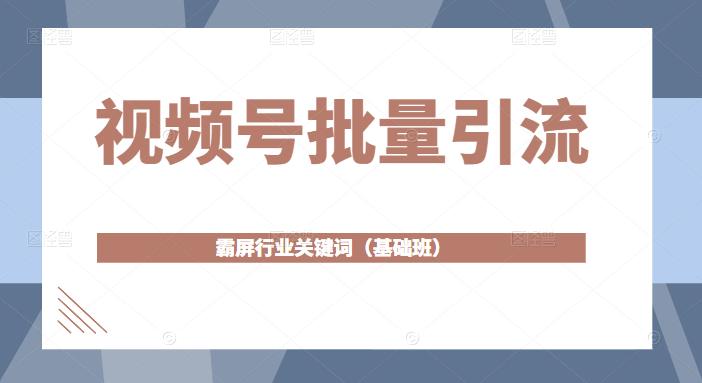 视频号批量引流，霸屏行业关键词（基础班）全面系统讲解视频号玩法-优才资源站