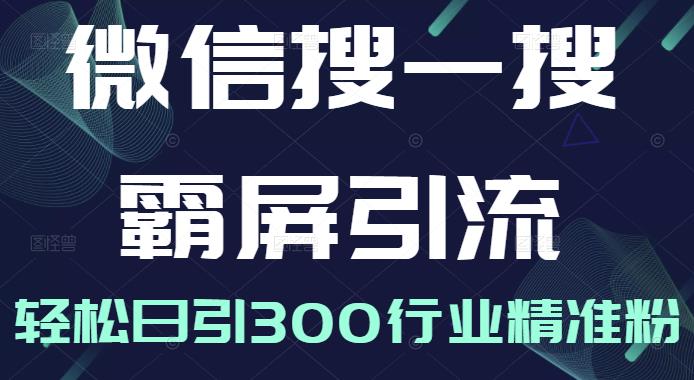 微信搜一搜霸屏引流课，打造被动精准引流系统，轻松日引300行业精准粉-优才资源站