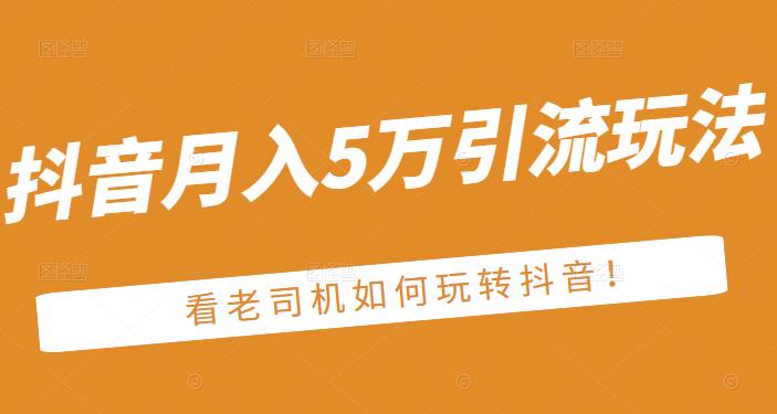 老古董·抖音月入5万引流玩法，看看老司机如何玩转抖音(附赠：抖音另类引流思路)-优才资源站