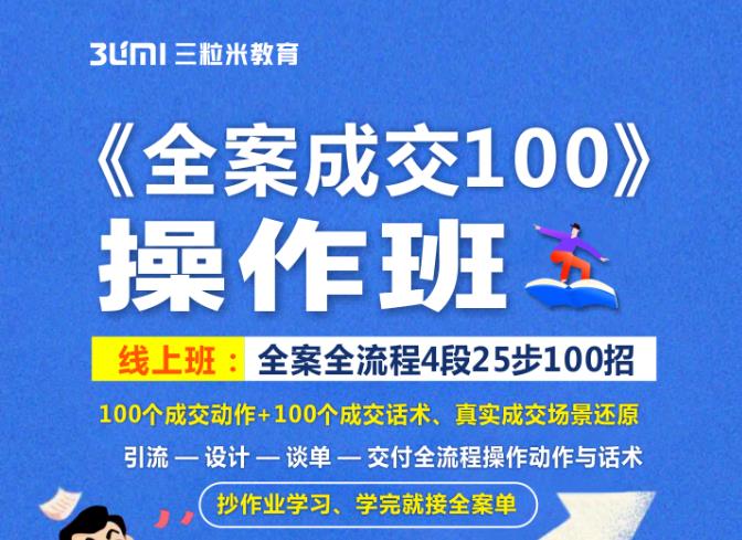 《全案成交100》全案全流程4段25步100招，操作班-优才资源站