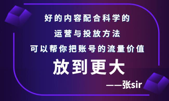 张sir账号流量增长课，告别海王流量，让你的流量更精准-优才资源站