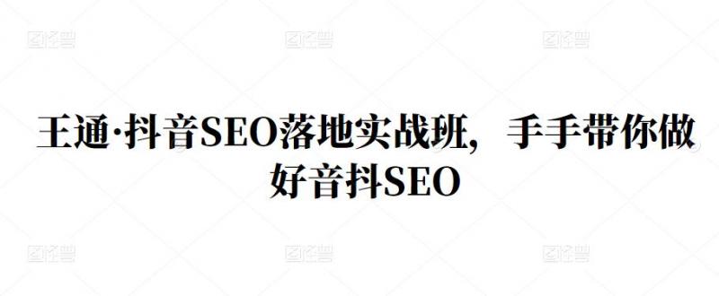 王通·抖音SEO落地实战班，手‬手带你做好音抖‬‬SEO-优才资源站