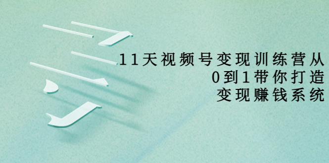 11天视频号变现训练营，从0到1打造变现赚钱系统（价值398元）-优才资源站