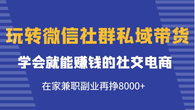 玩转微信社群私域带货，学会就能赚钱的社交电商，在家兼职副业再挣8000+-优才资源站