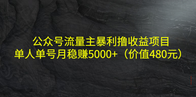 公众号流量主暴利撸收益项目，单人单号月稳赚5000+（价值480元）-优才资源站