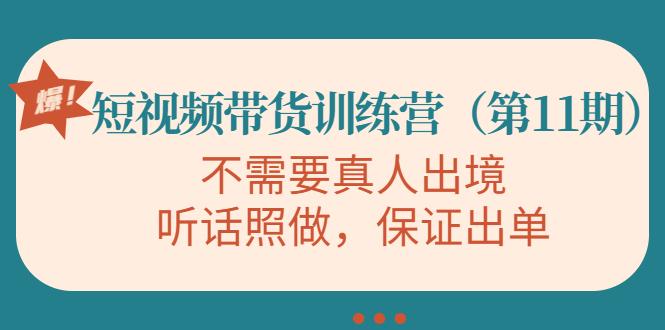 视频带货训练营，不需要真人出境，听话照做，保证出单（第11期）-优才资源站