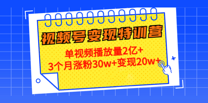 21天视频号变现特训营：单视频播放量2亿+3个月涨粉30w+变现20w+（第14期）-优才资源站