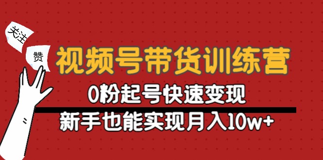 视频号带货训练营：0粉起号快速变现，新手也能实现月入10w+-优才资源站