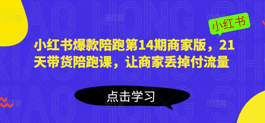 小红书爆款陪跑第14期商家版，21天带货陪跑课，让商家丢掉付流量-优才资源站