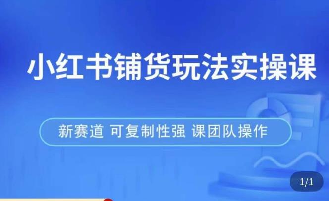 小红书铺货玩法实操课，流量大，竞争小，非常好做，新赛道，可复制性强，可团队操作-优才资源站