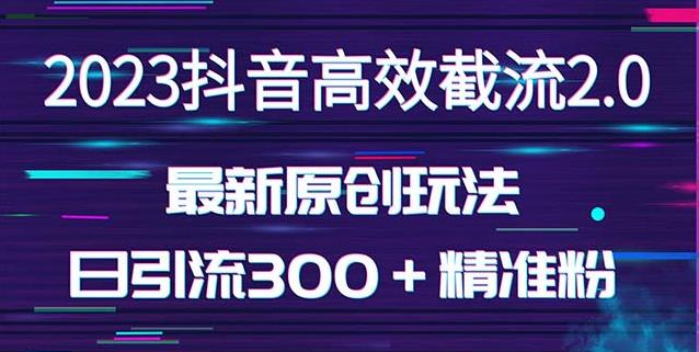 日引300＋创业粉，独家抖音高效截流2.0玩法（价值1280）-优才资源站