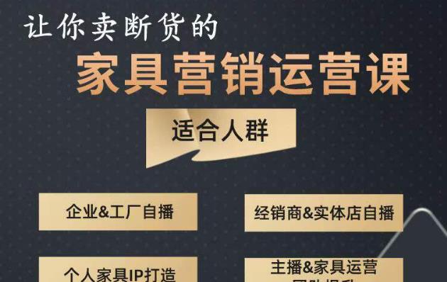 让你卖断货的家具营销运营课，打造高销量家具账号（短视频+直播+人物IP）-优才资源站