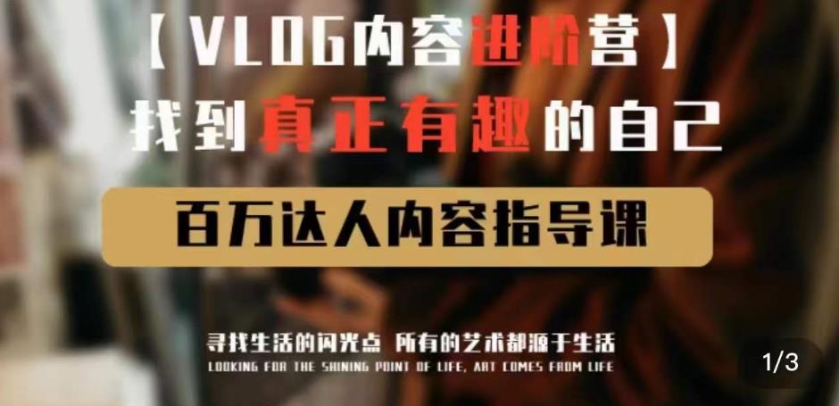 vlog内容进阶营，找到真正有趣的自己，百万达人内容指导课-优才资源站