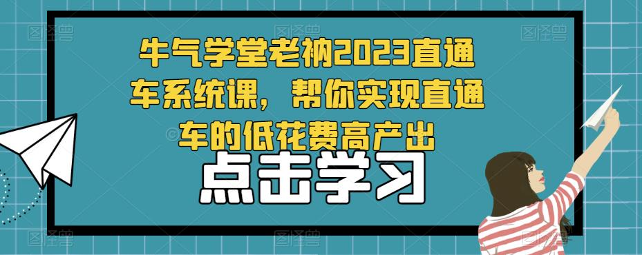 牛气学堂老衲2023直通车系统课，帮你实现直通车的低花费高产出-优才资源站