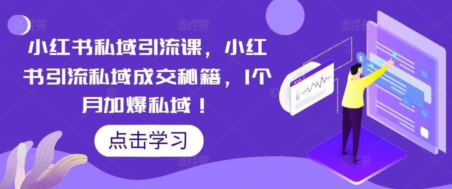 小红书私域引流课，小红书引流私域成交秘籍，1个月加爆私域！-优才资源站