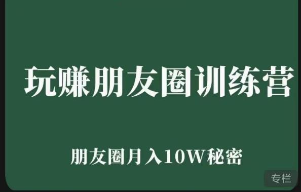 玩赚朋友圈系统课，朋友圈月入10W的秘密，​7天系统图文课程-优才资源站