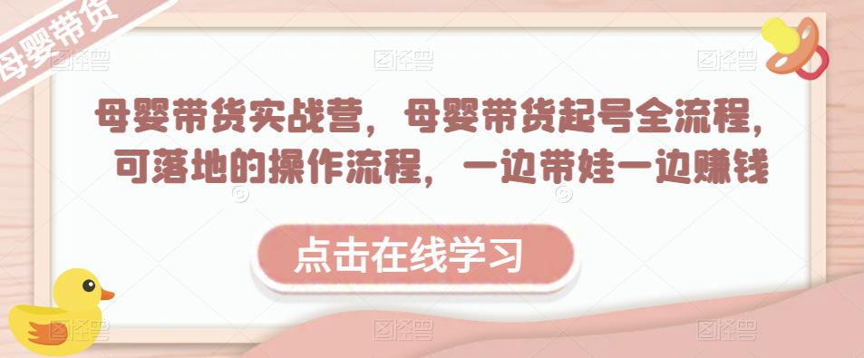 母婴带货实战营，母婴带货起号全流程，可落地的操作流程，一边带娃一边赚钱（附素材）-优才资源站