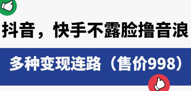 抖音快手不露脸撸音浪项目，多种变现连路（售价998）-优才资源站