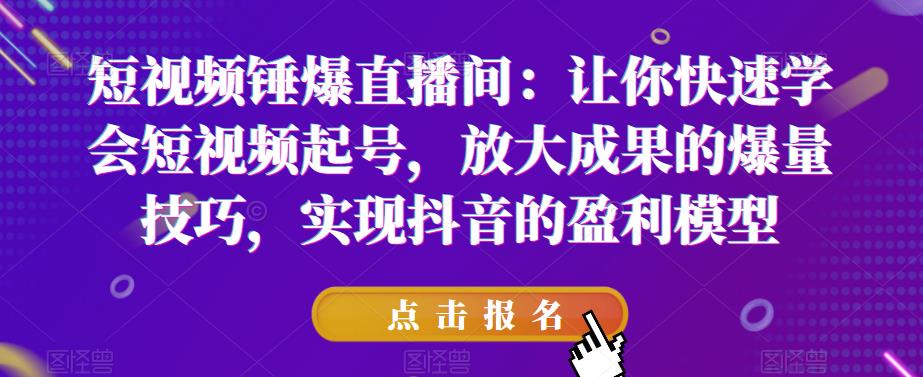 短视频锤爆直播间：让你快速学会短视频起号，放大成果的爆量技巧，实现抖音的盈利模型-优才资源站