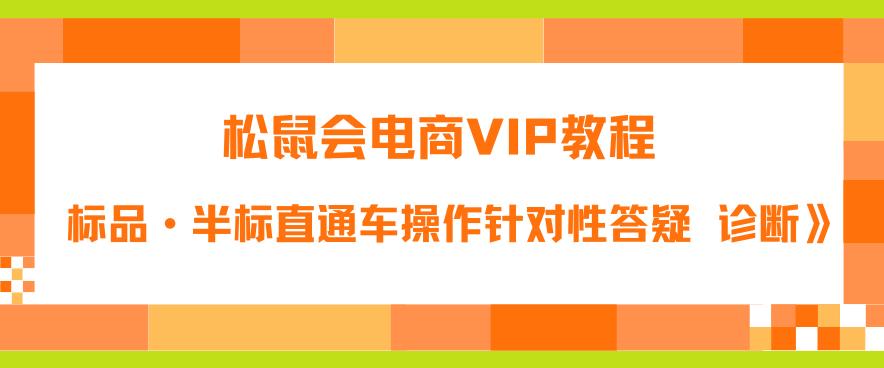 松鼠会电商VIP教程：松鼠《付费推广标品·半标直通车操作针对性答疑&诊断》-优才资源站