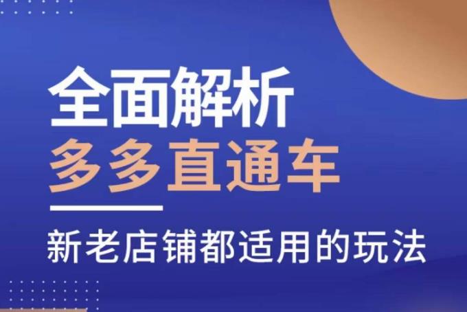 全面解析多多直通车，​新老店铺都适用的玩法-优才资源站