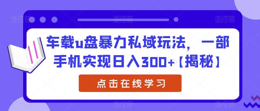 车载u盘暴力私域玩法，一部手机实现日入300+【揭秘】-优才资源站