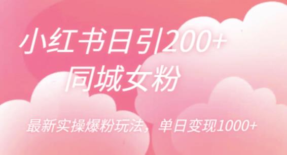 小红书日引200+同城女粉，最新实操爆粉玩法，单日变现1000+【揭秘】-优才资源站