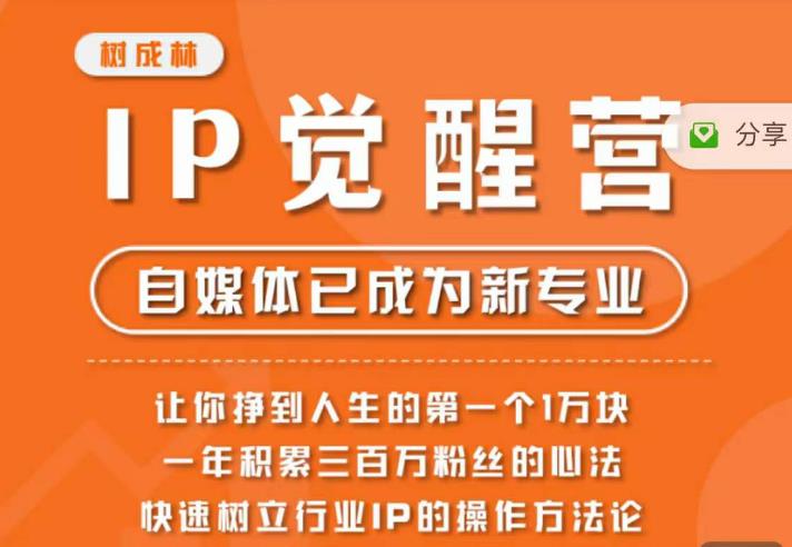 树成林·IP觉醒营，快速树立行业IP的操作方法论，让你赚到人生的第一个1万块-优才资源站