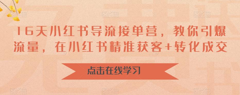 16天小红书导流接单营，教你引爆流量，在小红书精准获客+转化成交-优才资源站