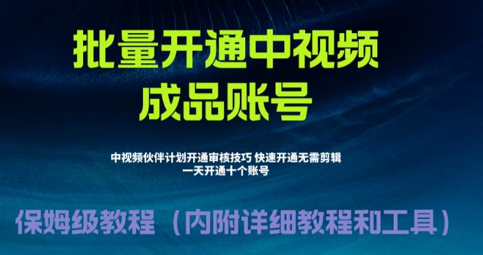 外面收费1980的暴力开通中视频计划教程，内附详细的快速通过中视频伙伴计划的办法-优才资源站