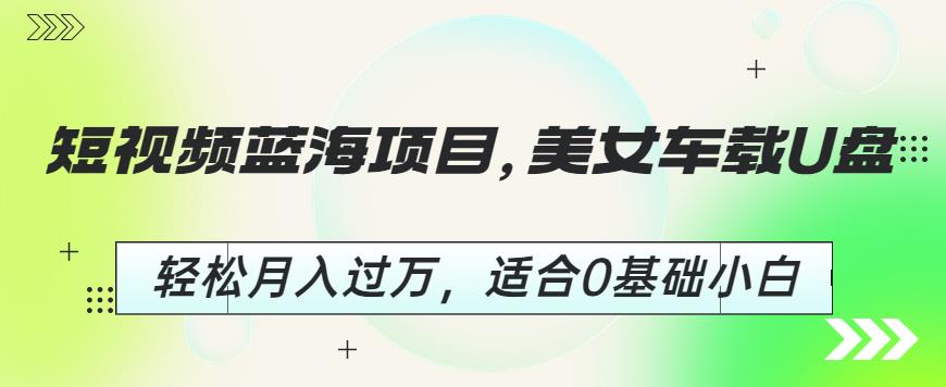 短视频蓝海项目，美女车载U盘，轻松月入过万，适合0基础小白【揭秘】-优才资源站