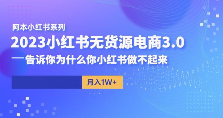 阿本小红书无货源电商3.0，告诉你为什么你小红书做不起来-优才资源站