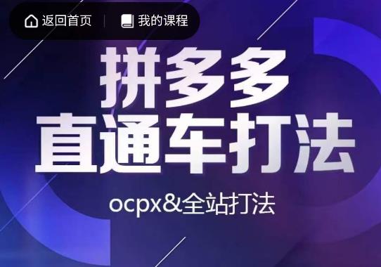 互力·拼多多直通车打法，ocpx&全站打法-优才资源站