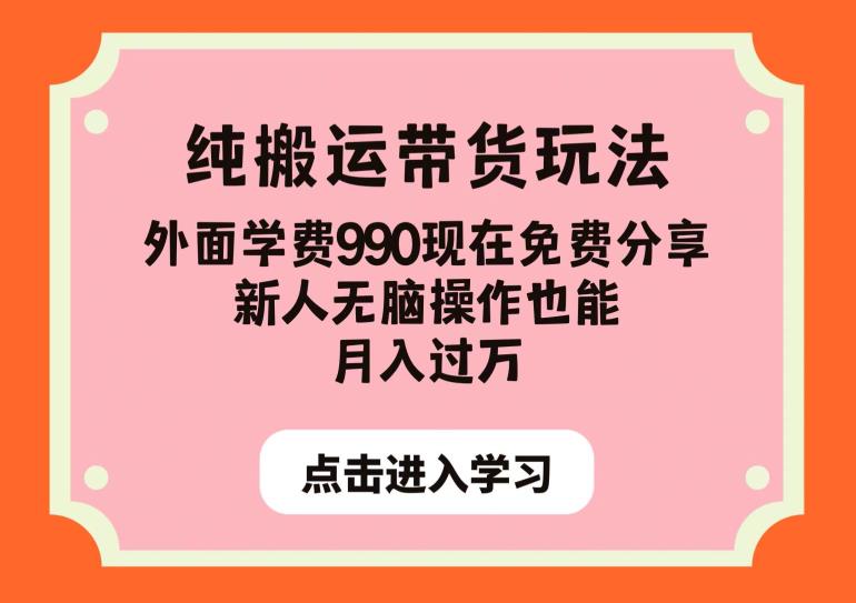 纯搬运带货玩法，外面学费990现在免费分享，新人无脑操作也能月入过万【揭秘】-优才资源站