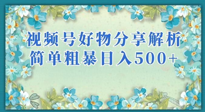 视频号好物分享解析，简单粗暴可以批量方大的项目【揭秘】-优才资源站