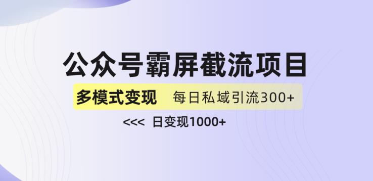 公众号霸屏截流项目+私域多渠道变现玩法，全网首发，日入1000+【揭秘】-优才资源站