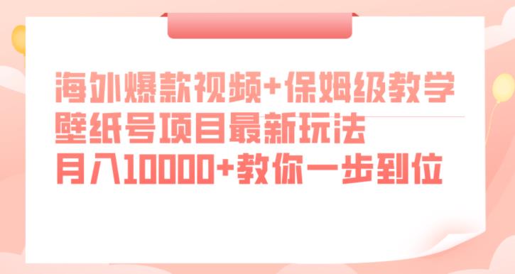 海外爆款视频+保姆级教学，壁纸号项目最新玩法，月入10000+教你一步到位【揭秘】-优才资源站