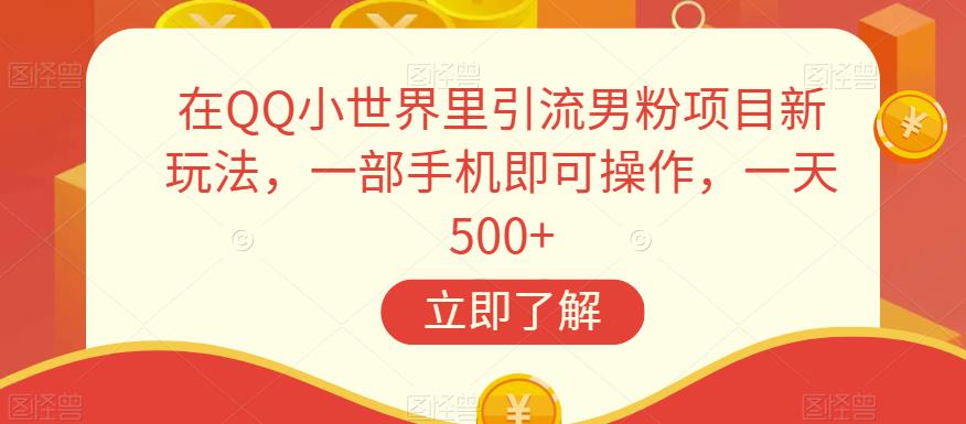 在QQ小世界里引流男粉项目新玩法，一部手机即可操作，一天500+【揭秘】-优才资源站