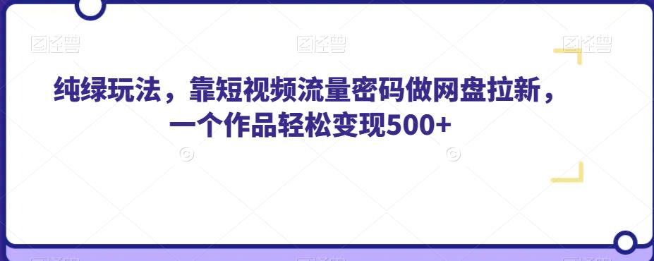 纯绿玩法，靠短视频流量密码做网盘拉新，一个作品轻松变现500+【揭秘】-优才资源站