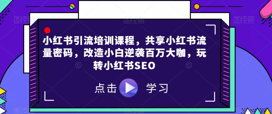 小红书引流培训课程，共享小红书流量密码，改造小白逆袭百万大咖，玩转小红书SEO-优才资源站