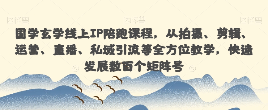 国学玄学线上IP陪跑课程，从拍摄、剪辑、运营、直播、私域引流等全方位教学，快速发展数百个矩阵号-优才资源站