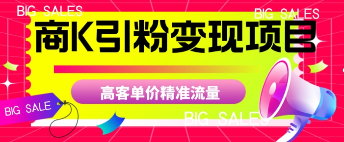 商K引粉变现项目，高客单价精准流量【揭秘】-优才资源站