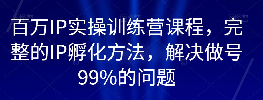 百万IP实操训练营课程，完整的IP孵化方法，解决做号99%的问题-优才资源站