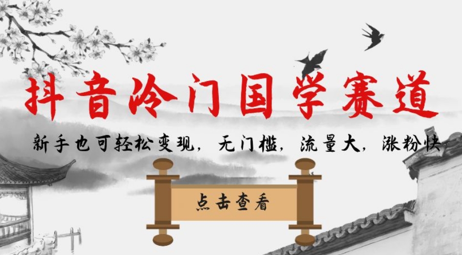 抖音冷门国学赛道，新手也可轻松变现，无门槛，流量大，涨粉快-优才资源站