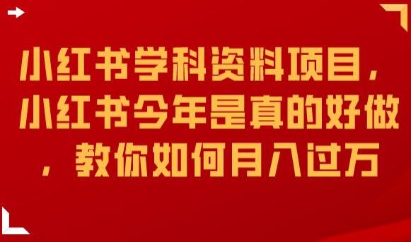 小红书学科资料项目，小红书今年是真的好做，教你如何月入过万【揭秘】-优才资源站