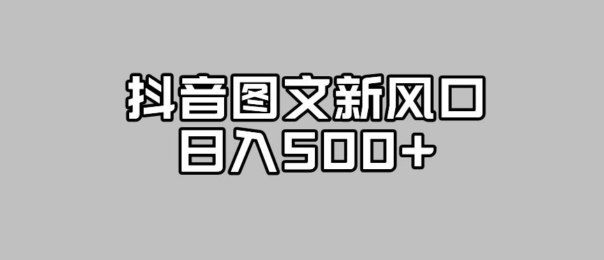 抖音图文最新风口，流量扶持非常高，日入500+【揭秘】-优才资源站