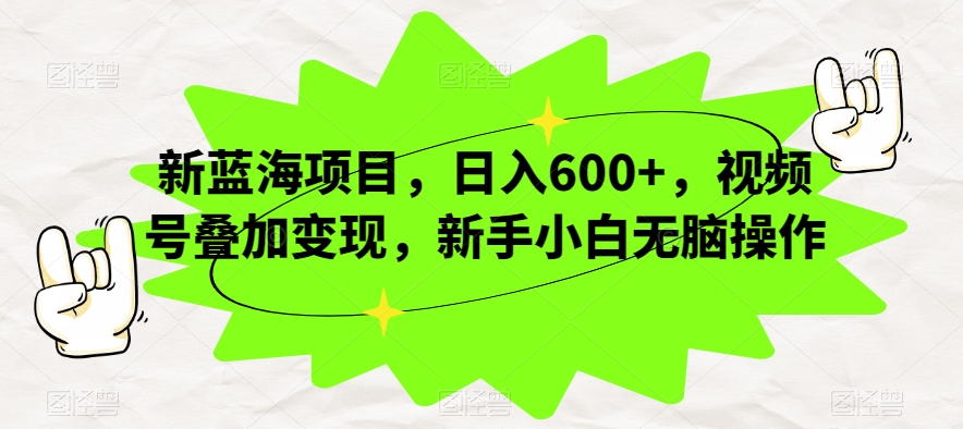 新蓝海项目，日入600+，视频号叠加变现，新手小白无脑操作【揭秘】-优才资源站